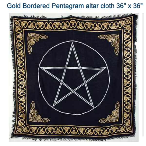 Altar Cloth Pentagram with gold border design 70cm x 70cm